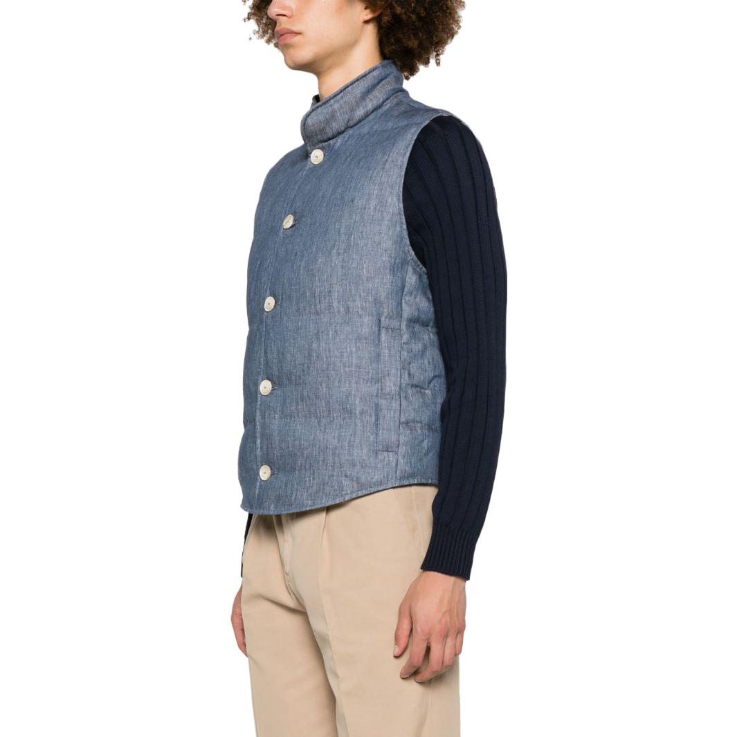 Purchase 布鲁内罗·库奇内利FW23深蓝色羽绒马甲无袖休闲夹克。 MS4981852-CJM90