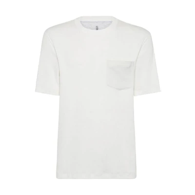 Brunello Cucinelli FW23 White Solid Color Crewneck Short Sleeve T-Shirt MW8397197-C1010