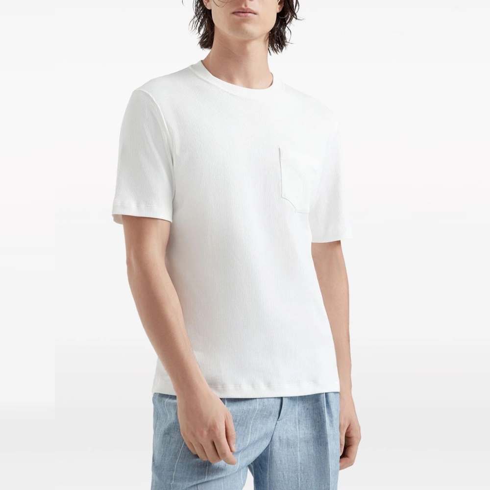 Lookbook Brunello Cucinelli FW23 白色純色圓領短袖T恤 MW8397197-C1010