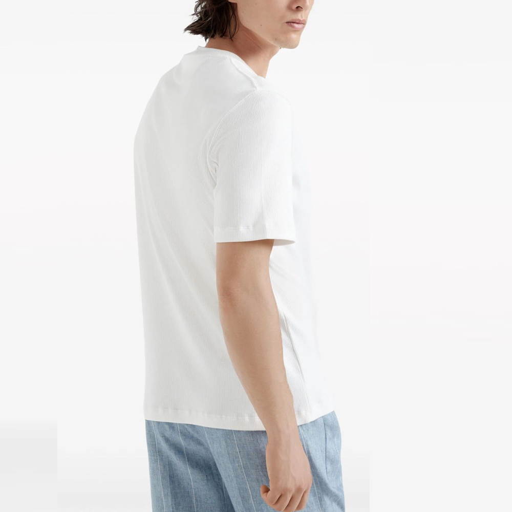 Shop Brunello Cucinelli FW23 白色純色圓領短袖T恤 MW8397197-C1010