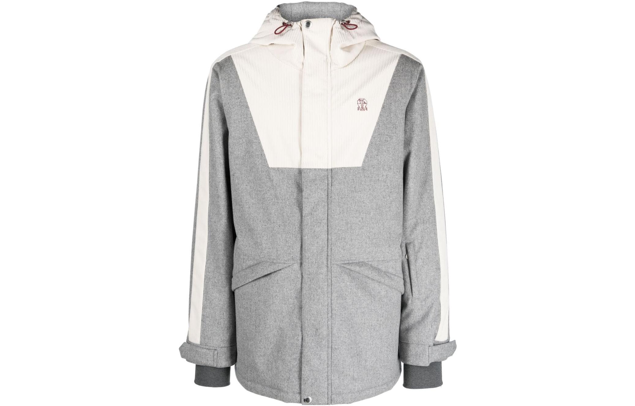 Brunello Cucinelli FW23 Colorblock Zip-Up Hoodie Jacket - Gray MM463KG01-CYI37