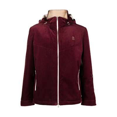 Brunello Cucinelli FW23 Corduroy Hoodie Jacket with Logo Embroidery Men’s Red MQ482KG04-COT44