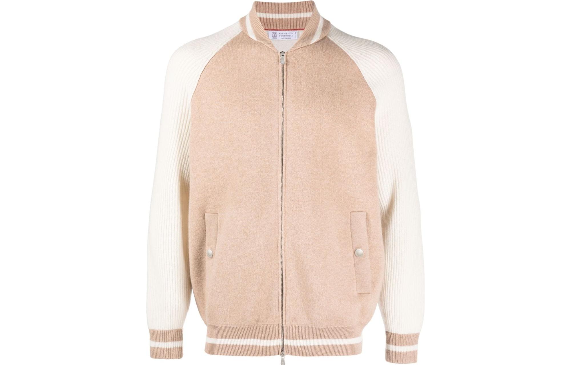 Brunello Cucinelli FW23 Full-Zip Baseball Collar Raglan Jacket Khaki M3610861-CVK74