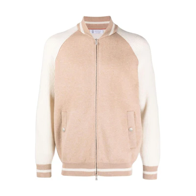 Brunello Cucinelli FW23 Full-Zip Baseball Collar Raglan Jacket Khaki M3610861-CVK74