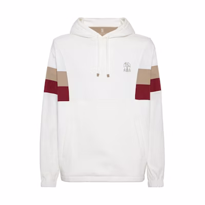 Brunello Cucinelli FW23 Logo Patch Hoodie Men’s Off-White MW8369025G-CMV65