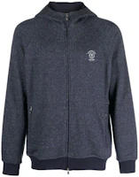 Brunello Cucinelli FW23 Navy Blue Logo Print Hooded Jacket MTU223110G-CSY28 Brunello Cucinelli FW23 Navy Blue Logo Print Hooded Jacket MTU223110G-CSY28