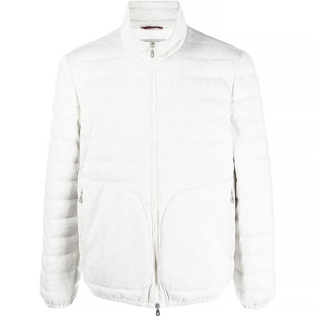 Brunello Cucinelli FW23 Off-White Down Jacket with Zip Closure MJ802P306-CPK29