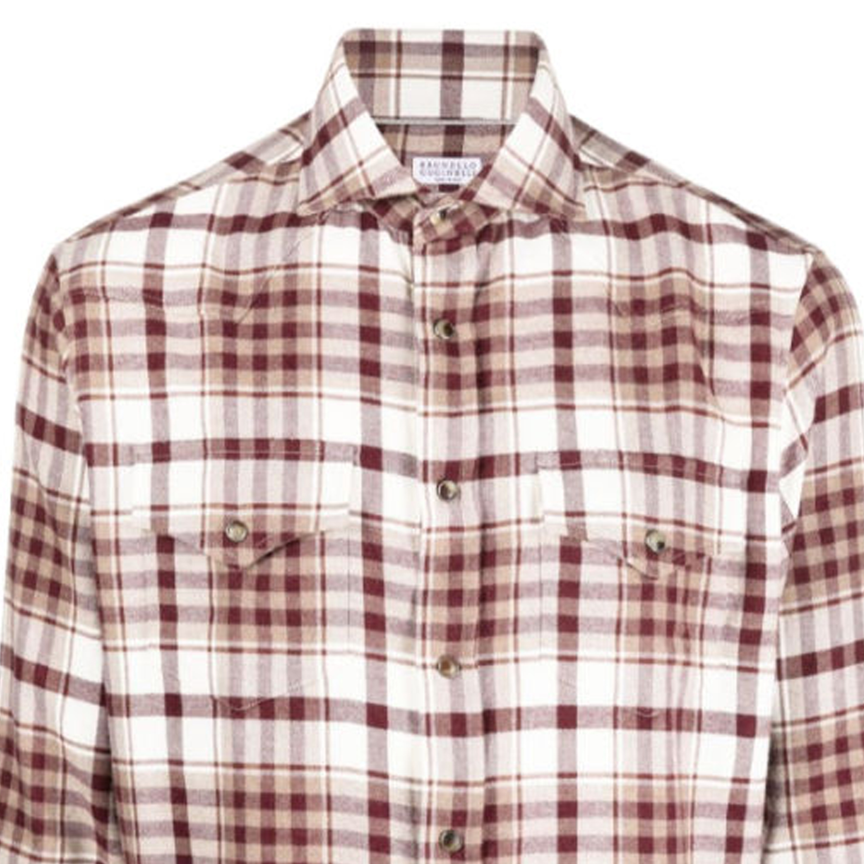 Lookbook Brunello Cucinelli 男士FW23多色格紋單排扣長袖襯衫 MY6164008-C001