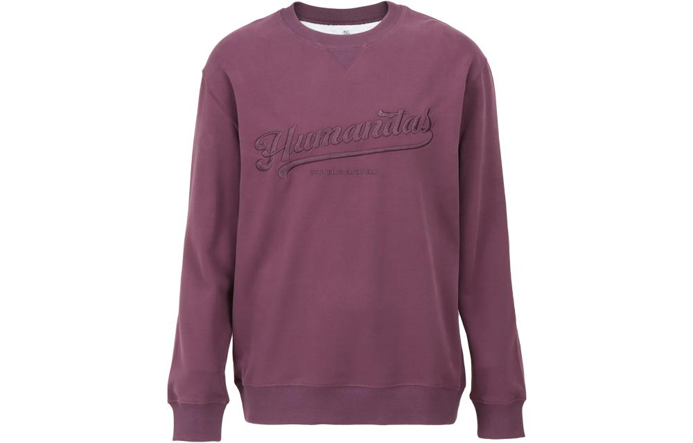 Brunello Cucinelli FW23 Purple Long-Sleeve Sweatshirt with Embroidery MTU143432-CCH80