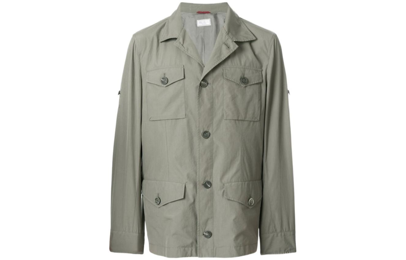 Brunello Cucinelli FW23 Single-Breasted Pocket Jacket in Army Green MD4226841-CW453
