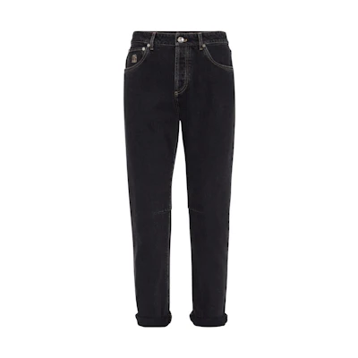 Brunello Cucinelli FW23 Solid Patch Tapered Zipped Jeans Men M242PX1290-C8384