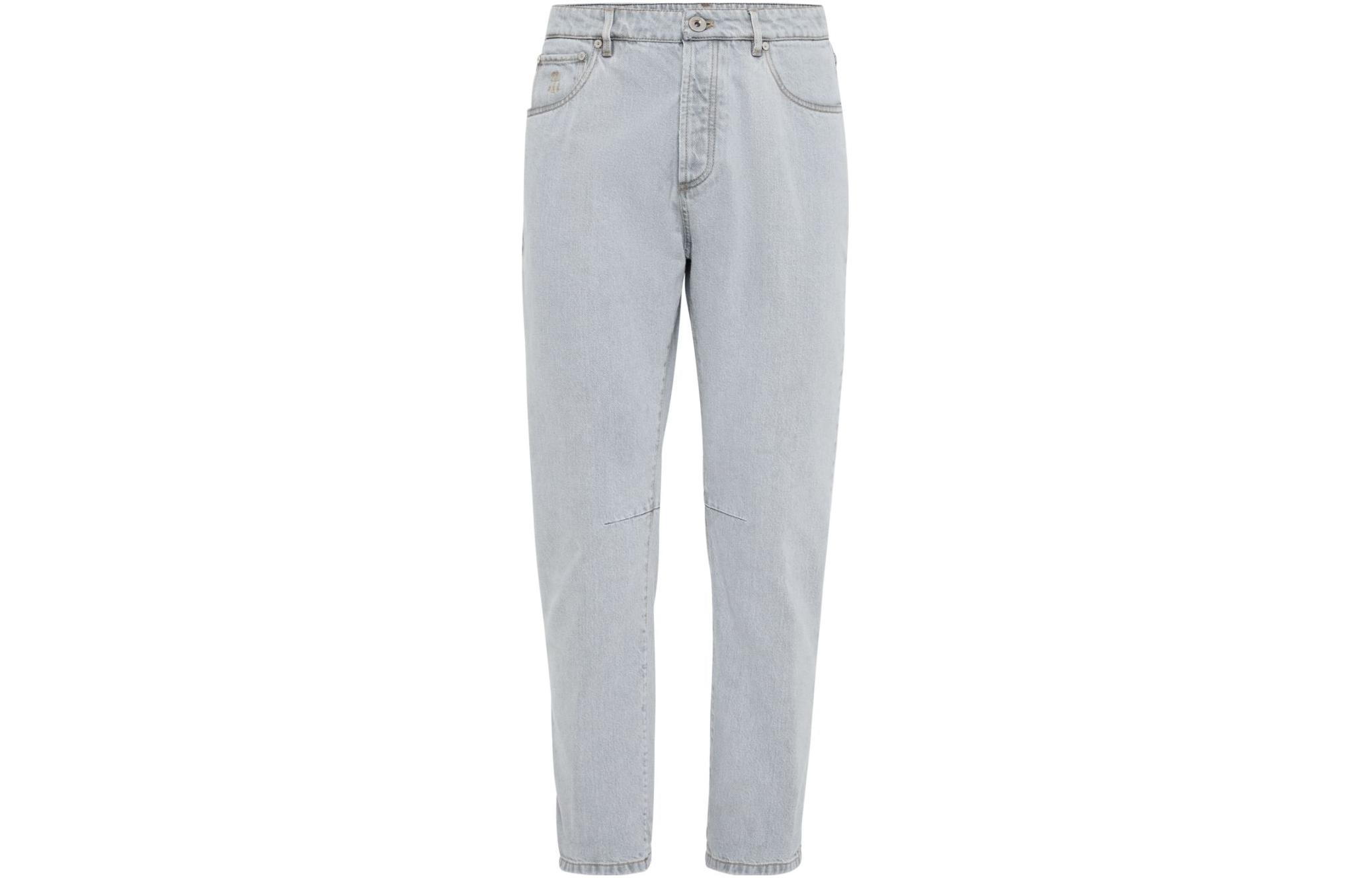 Order Brunello Cucinelli FW23 Celana Jeans Pria Patch Tapered Zipper Solid M242PX1290-C8384