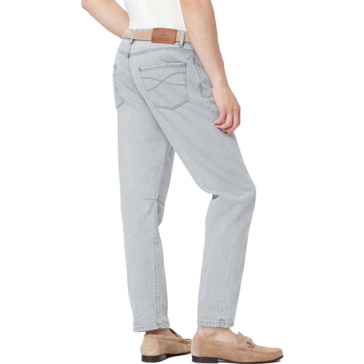 Purchase Brunello Cucinelli FW23 Celana Jeans Pria Patch Tapered Zipper Solid M242PX1290-C8384