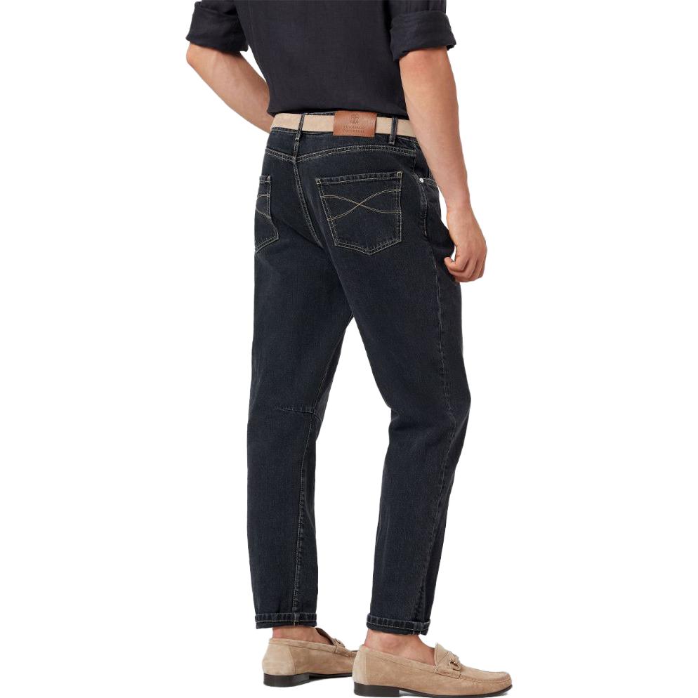 Cheap Brunello Cucinelli FW23 Celana Jeans Pria Patch Tapered Zipper Solid M242PX1290-C8384