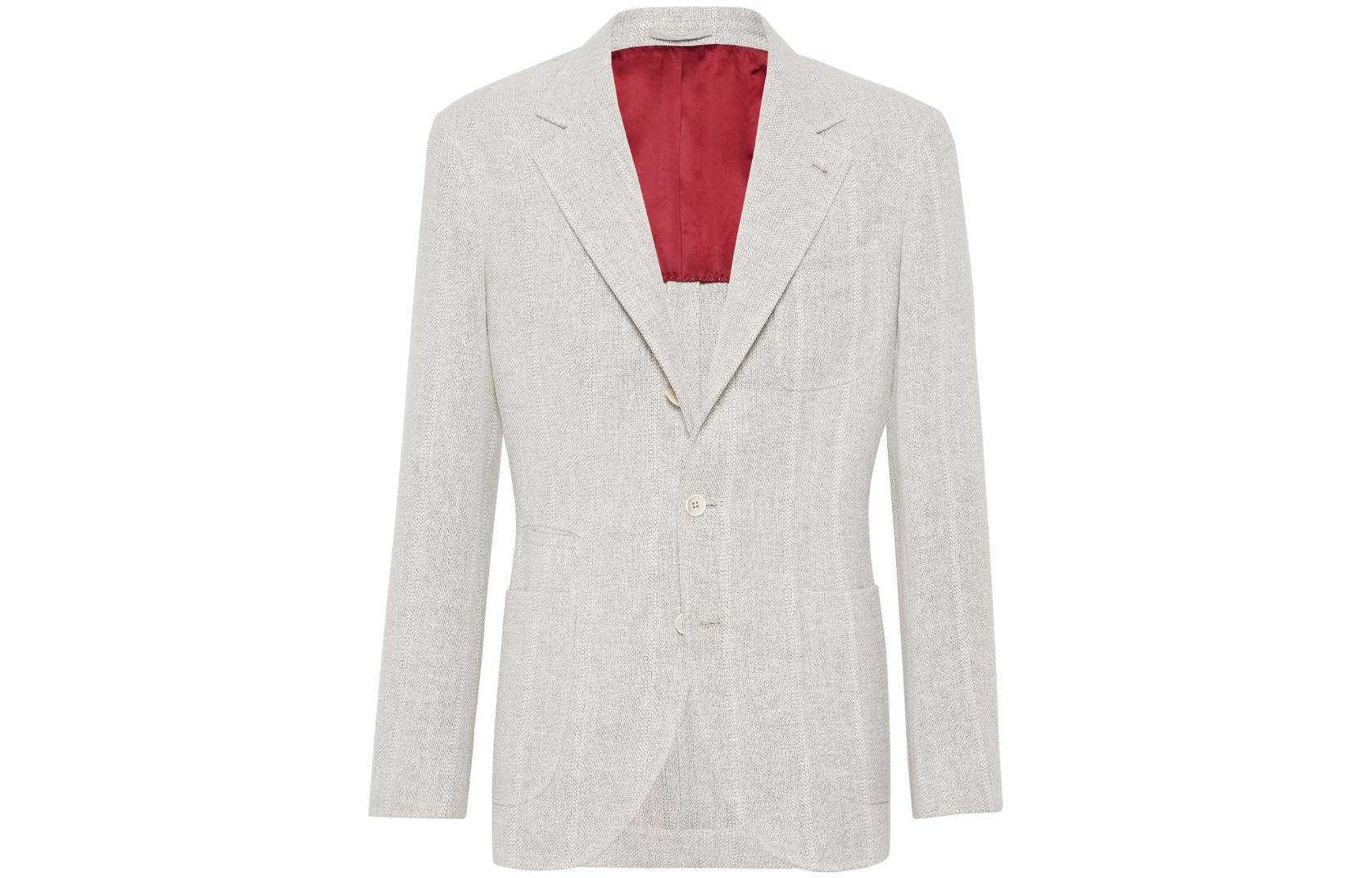 Brunello Cucinelli FW23 Striped Single-Breasted Blazer Men Beige. MS4997BND-C002