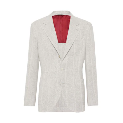 Brunello Cucinelli FW23 Striped Single-Breasted Blazer Men Beige. MS4997BND-C002