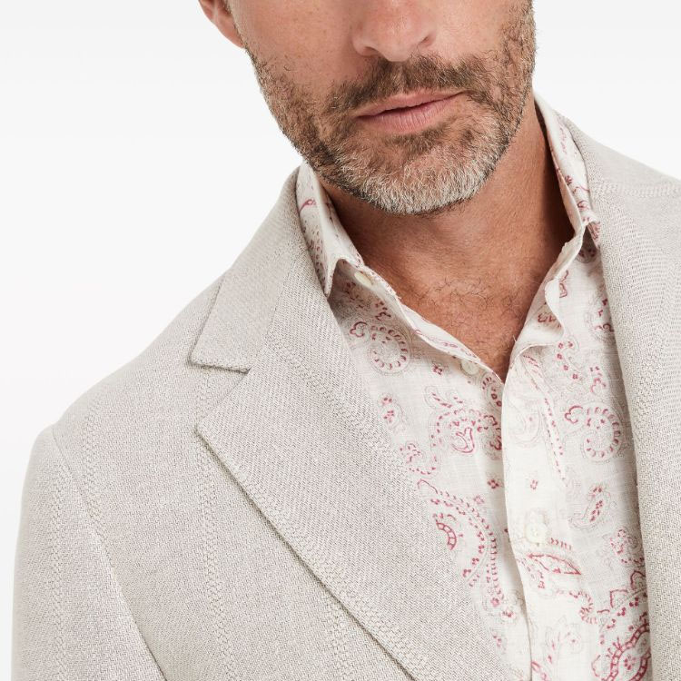 Details for Brunello Cucinelli FW23 米色條紋單排扣男士西裝外套 MS4997BND-C002