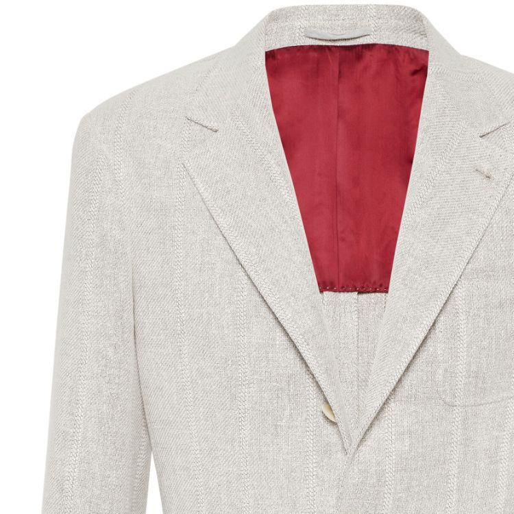 Sizing Brunello Cucinelli FW23 米色條紋單排扣男士西裝外套 MS4997BND-C002