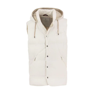 Brunello Cucinelli FW23 Unisex Solid Color Single-Breasted Hooded Jacket Off-White MM4031162CFF68