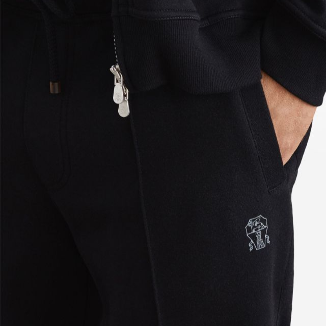 Details for Brunello Cucinelli FW24 黑色中腰抽繩錐形休閒長褲。 MM8313271G-CSQ44