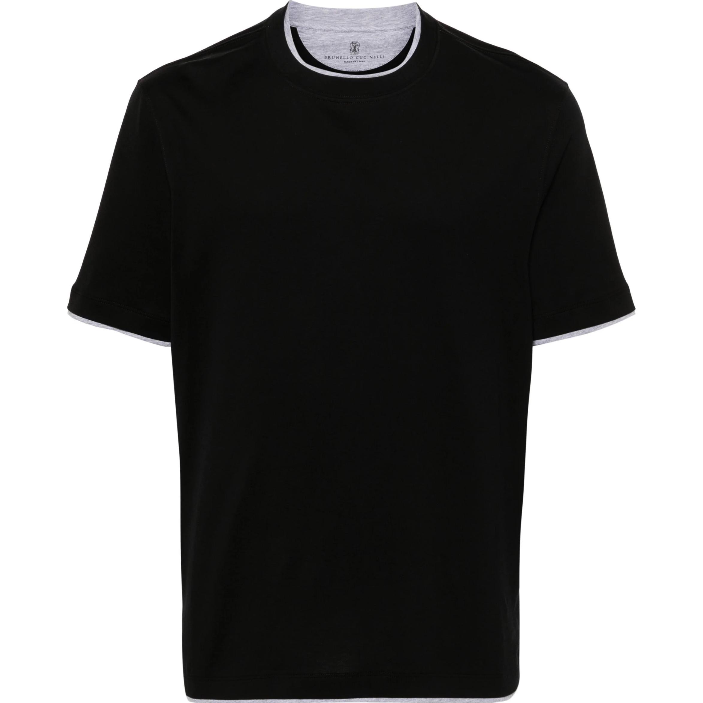 Brunello Cucinelli FW24  Black Solid Crewneck Short Sleeve Pullover Tee. M0B137427-CGB88