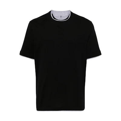 Brunello Cucinelli FW24 Black Solid Crewneck Short Sleeve Pullover Tee. M0B137427-CGB88