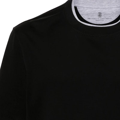 Brunello Cucinelli FW24 黑色純色圓領短袖上衣T恤 M0B137427-CGB88 Details for Brunello Cucinelli FW24 黑色純色圓領短袖上衣T恤 M0B137427-CGB88