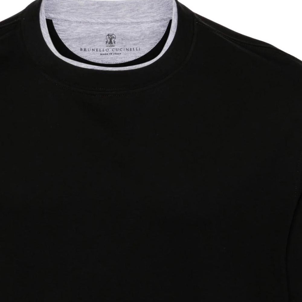 Sizing Brunello Cucinelli FW24 黑色純色圓領短袖上衣T恤 M0B137427-CGB88