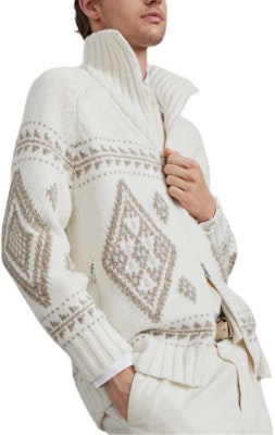 Brunello Cucinelli 秋冬系列 白色拉鍊領針織套頭毛衣 MA2301406-CII73 Purchase Brunello Cucinelli 秋冬系列 白色拉鍊領針織套頭毛衣 MA2301406-CII73