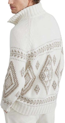 Brunello Cucinelli 秋冬系列 白色拉鍊領針織套頭毛衣 MA2301406-CII73 Details for Brunello Cucinelli 秋冬系列 白色拉鍊領針織套頭毛衣 MA2301406-CII73