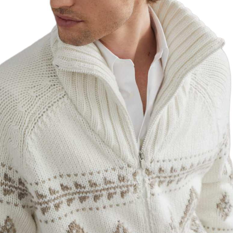 Sizing Brunello Cucinelli 秋冬系列 白色拉鍊領針織套頭毛衣 MA2301406-CII73