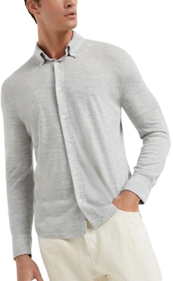 ブルネロ クチネリ FW24 ライトグレー 長袖 ボタンアップ シャツ. M24805005-C072 Lookbook ブルネロ クチネリ FW24 ライトグレー 長袖 ボタンアップ シャツ. M24805005-C072