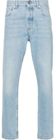 Brunello Cucinelli FW24 Washed Logo Patch Tapered Jeans Men Light Blue M241PO1090-C1469 Brunello Cucinelli FW24 Washed Logo Patch Tapered Jeans Men Light Blue M241PO1090-C1469