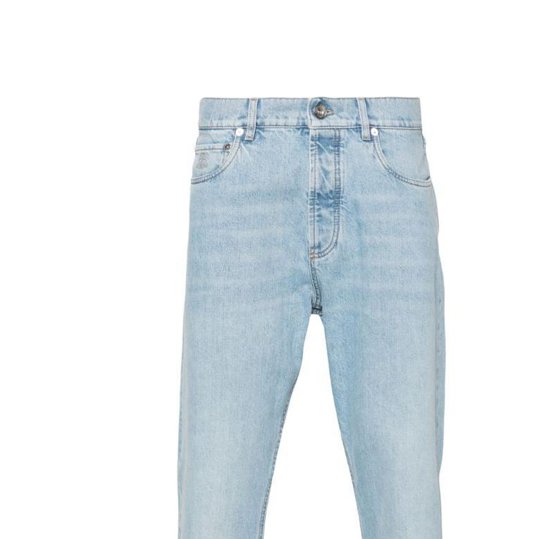 Sizing Brunello Cucinelli FW24 水洗徽章窄版牛仔褲 男 淺藍色 M241PO1090-C1469