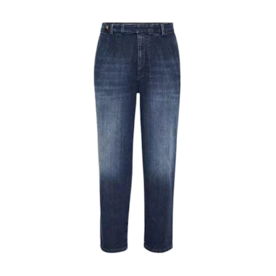 Brunello Cucinelli FW24 Washed Mid-Rise Straight Leg Jeans Men’s Blue. M0Z37K2300-C1471