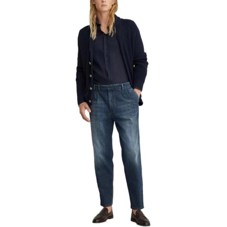 Lookbook Brunello Cucinelli FW24 男士藍色中腰直筒牛仔褲 M0Z37K2300-C1471