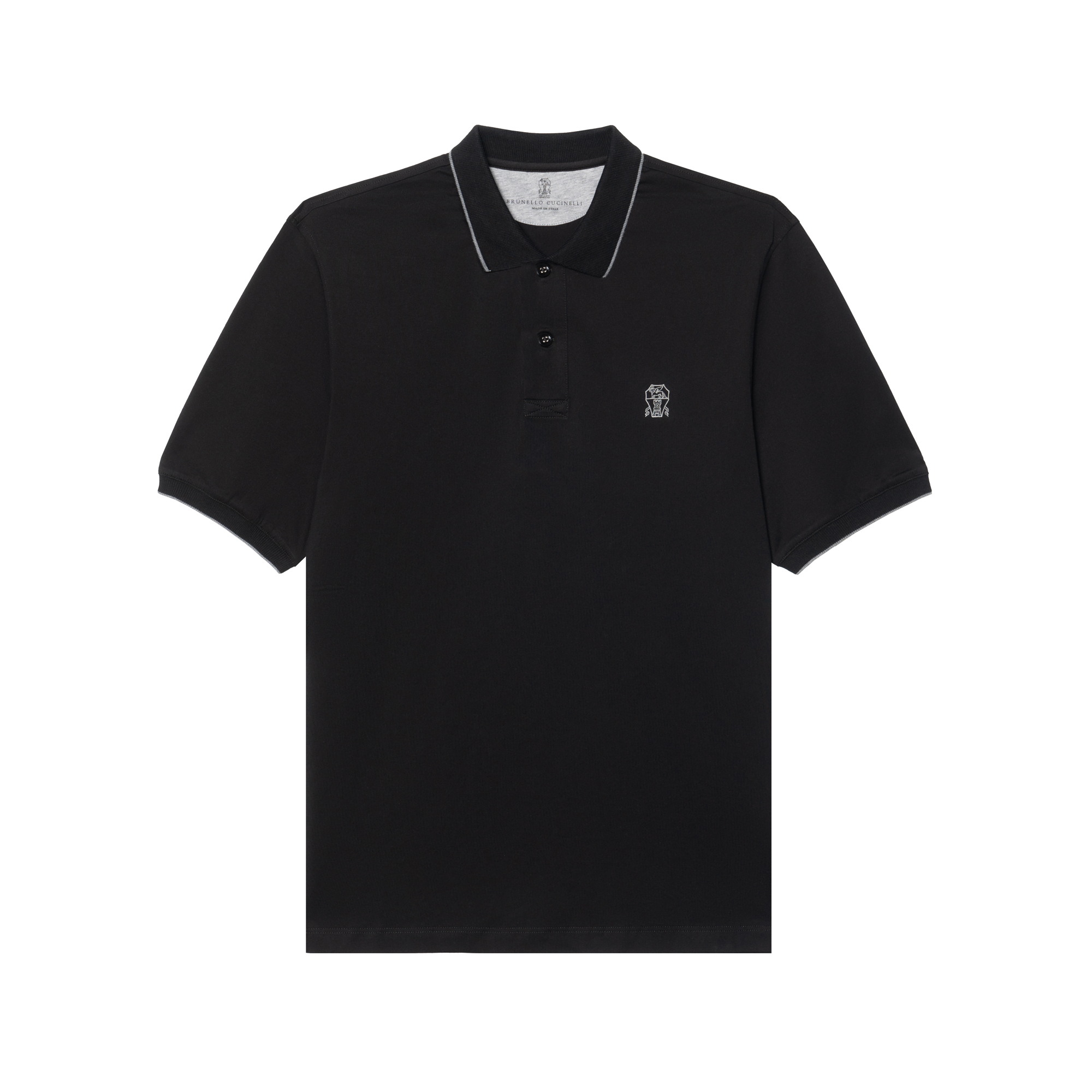 Brunello Cucinelli FW25 Black Embroidered Logo Cotton Polo Shirt M0B139779G-CCB75