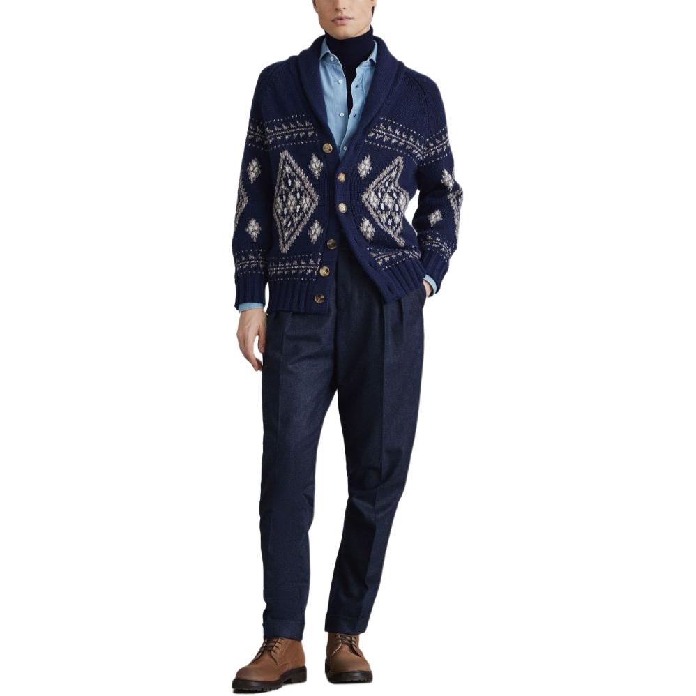 Brunello Cucinelli Geometric V-Neck Button Long Sleeve Cashmere Sweater Navy . MA2301416-CIE15 圖 4