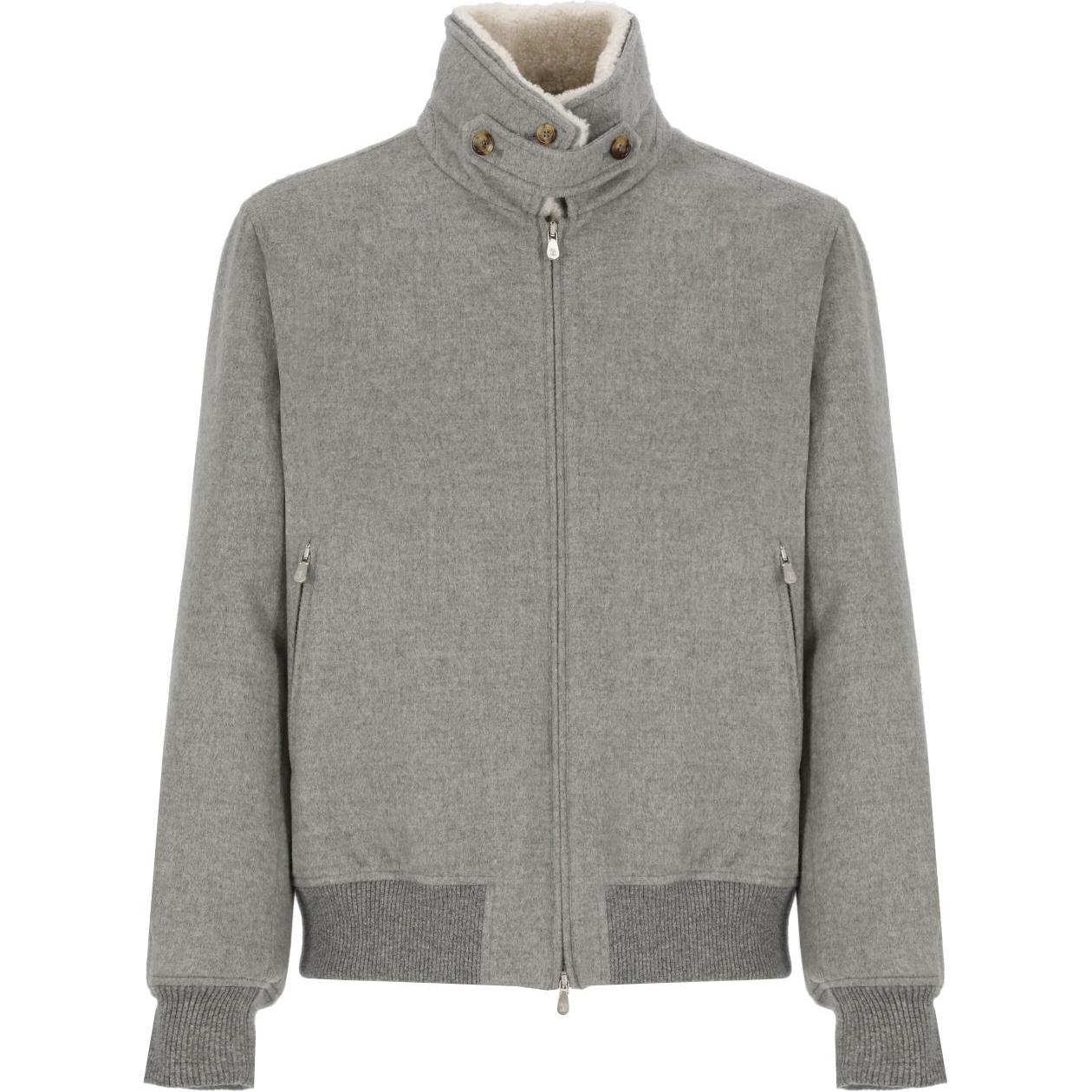 Brunello Cucinelli Gray High-Neck Double-Zip Long Sleeve Jacket MM4006889C-KD16