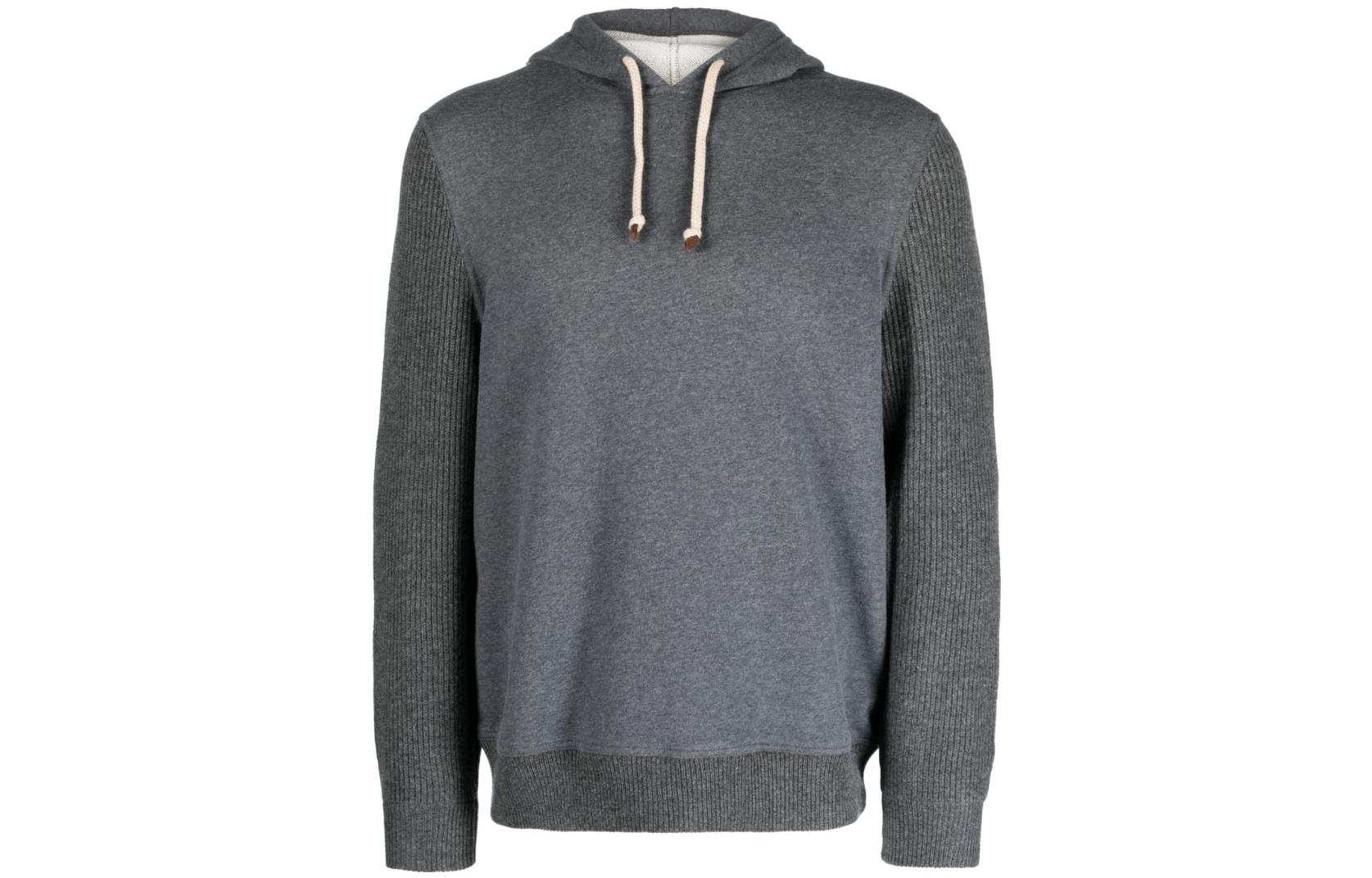Brunello Cucinelli Gray Solid Pullover Hoodie MTU239051G-C080