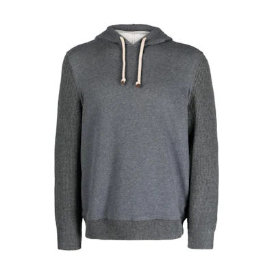 Brunello Cucinelli Gray Solid Pullover Hoodie MTU239051G-C080
