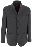 Brunello Cucinelli Gray Solid Single-Breasted Mandarin Collar Jacket MT4976265C202 Brunello Cucinelli Gray Solid Single-Breasted Mandarin Collar Jacket MT4976265C202