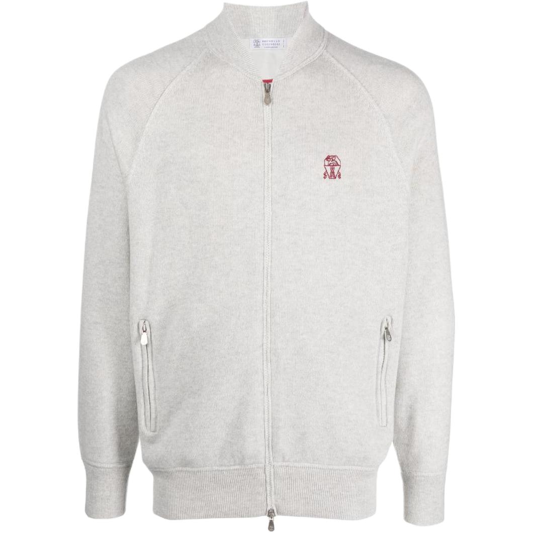 Brunello Cucinelli Gray Solid Zip-Up Baseball Collar Jacket M22705306G-CI807