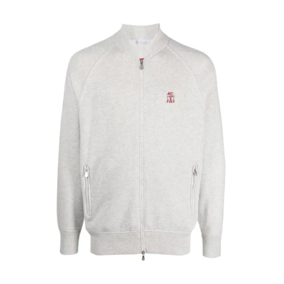 Brunello Cucinelli Gray Solid Zip-Up Baseball Collar Jacket M22705306G-CI807