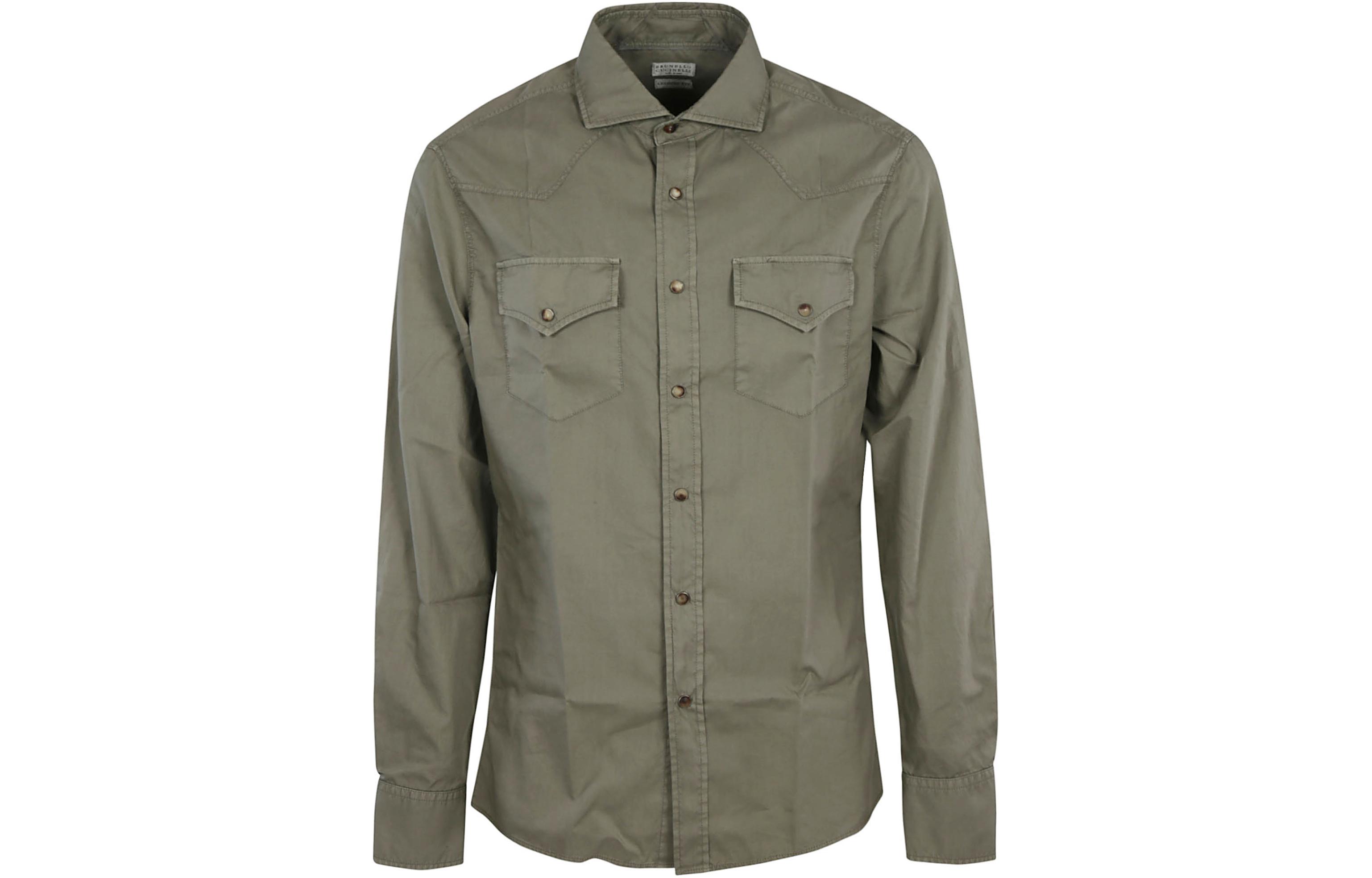 Brunello Cucinelli Green Single-Breasted Collar Jacket ML6804008C6065