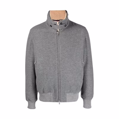 Brunello Cucinelli Grey Cashmere Stand Collar Zip Jacket MT4976889CBF90