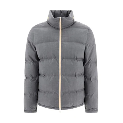 Brunello Cucinelli Grey Down Jacket with Zip-Up Stand Collar Design MY4341941CLC18
