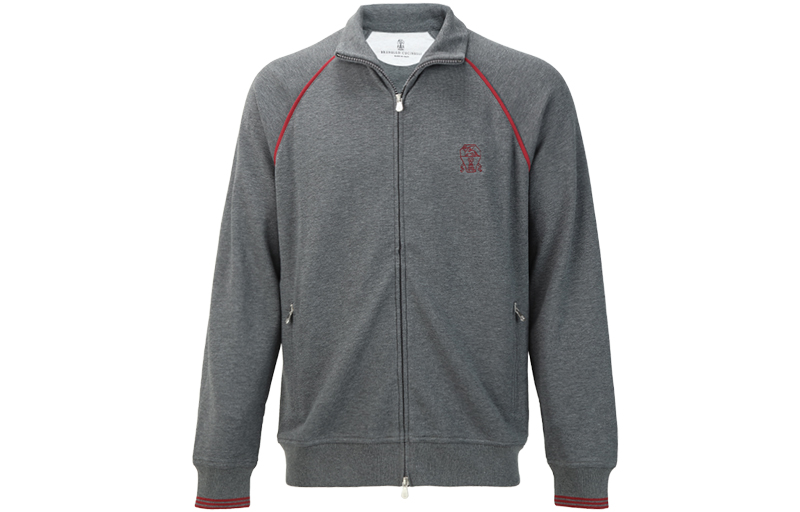 Brunello Cucinelli Grey Logo Embroidered Zip Jacket Casual Outerwear M0T359276G-CY892