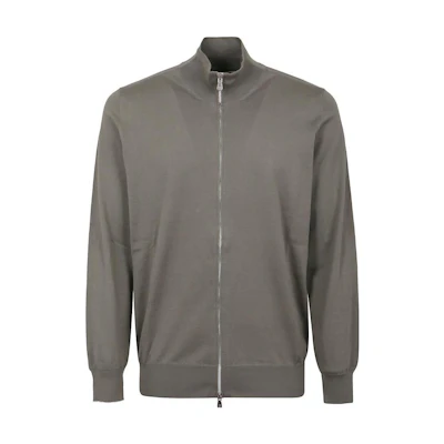 Brunello Cucinelli Grey Solid Zip-Up Collar Jacket M3609218-C0312