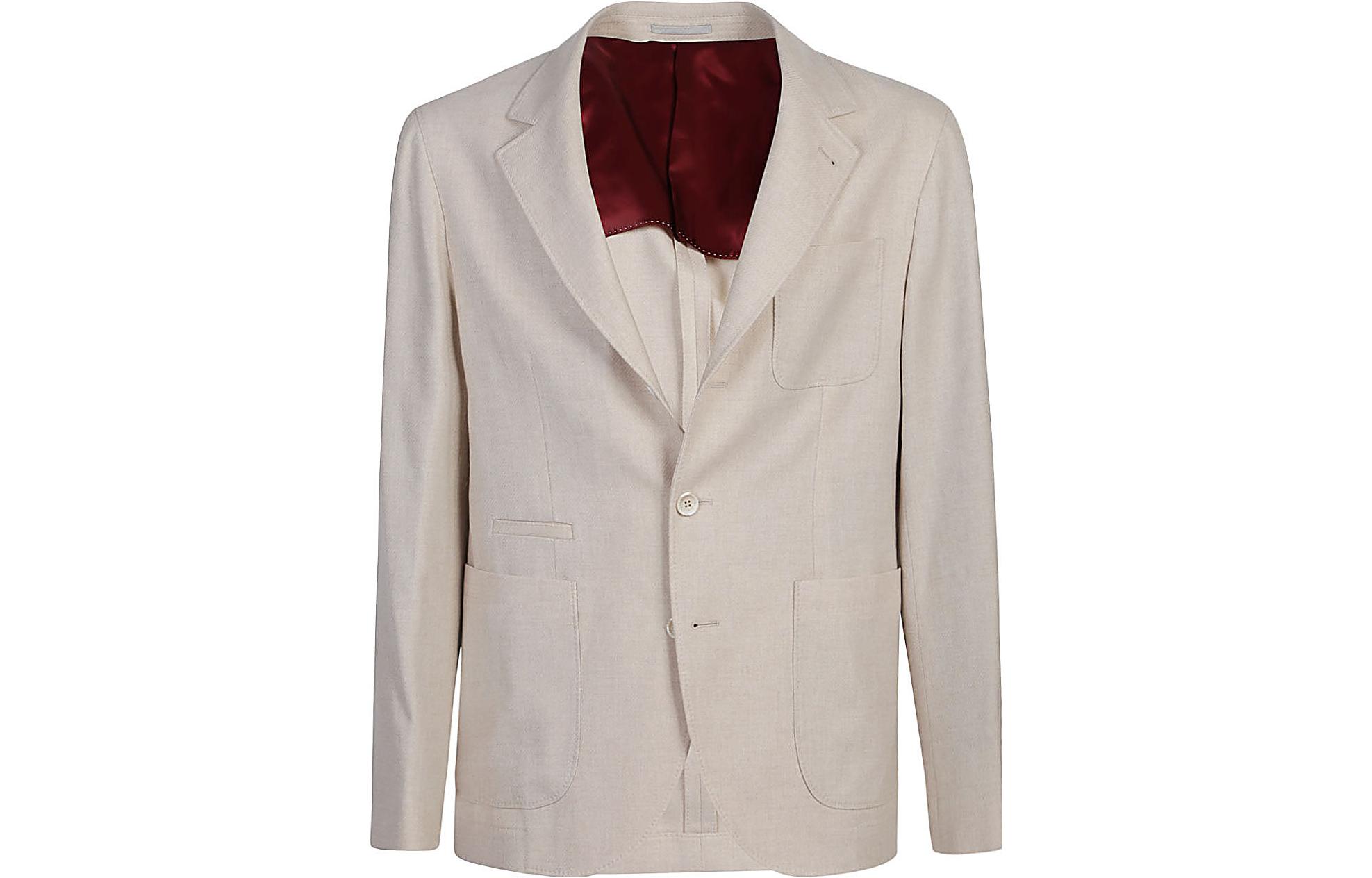 Brunello Cucinelli Khaki Solid Color Long Sleeve Blazer Jacket MN4857BND-C005